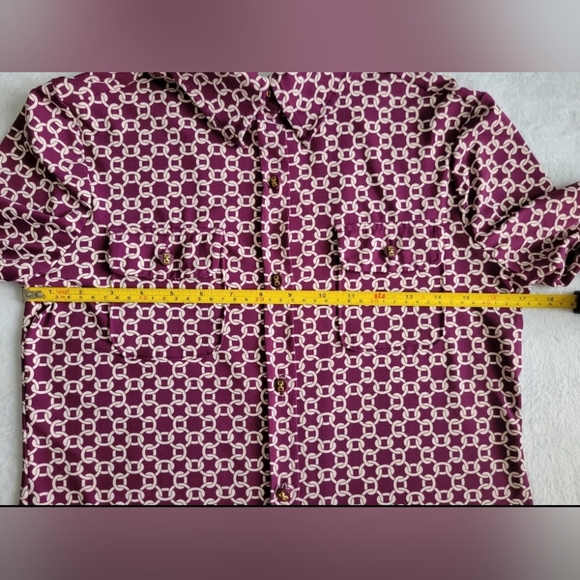 CharterClub 3/4 Sleeve Button-up Women's Blouse Burgundy Color SIZE S - Picture 11 of 15